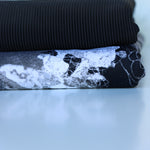 Load image into Gallery viewer, Monochrome Abstract Floral &amp; Black Ribbed Swim Bundle | 1/2YD Each
