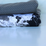 Load image into Gallery viewer, Monochrome Abstract Floral &amp; Slate Gray Crosshatch Swim Bundle | 1/2YD Each
