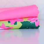 Load image into Gallery viewer, Pink + Green Floral &amp; Tropic Pink Matte Swim Bundle | 1/2YD Each
