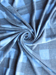 Load image into Gallery viewer, Light Blue Large Check Alpaca Soft Brushed Sweater Knit
