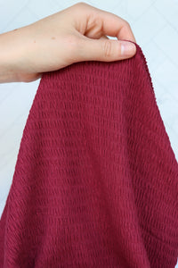 Burgundy Smocked Jersey Knit