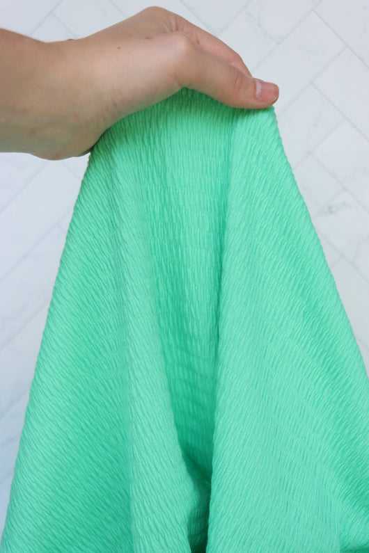 Bright Mint Smocked Jersey Knit