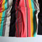Load image into Gallery viewer, Coral/Mint/Yellow/Black/White Vertical Stripe Double Brushed Poly
