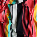 Load image into Gallery viewer, Coral/Mint/Yellow/Black/White Vertical Stripe Double Brushed Poly
