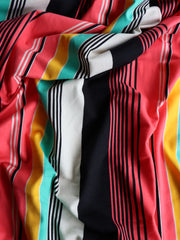 Load image into Gallery viewer, Coral/Mint/Yellow/Black/White Vertical Stripe Double Brushed Poly
