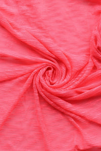 Neon Coral Pink Slub Hacci Sweater Knit