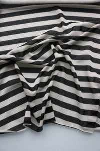 Black & Ivory Stripe Lightweight Baby French Terry