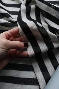 Black & Ivory Stripe Lightweight Baby French Terry