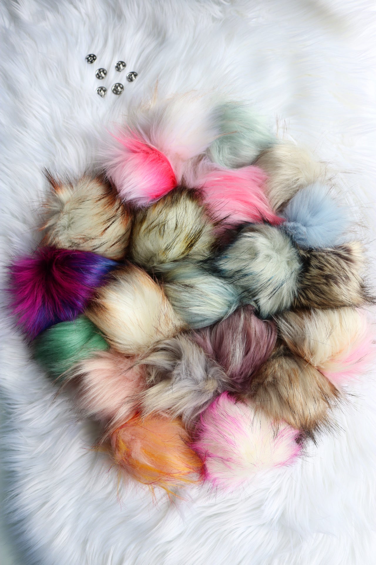 Extra Large Faux Fur Pom Poms with Snap