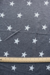 White Stars on Charcoal Alpaca Soft Brushed Sweater Knit