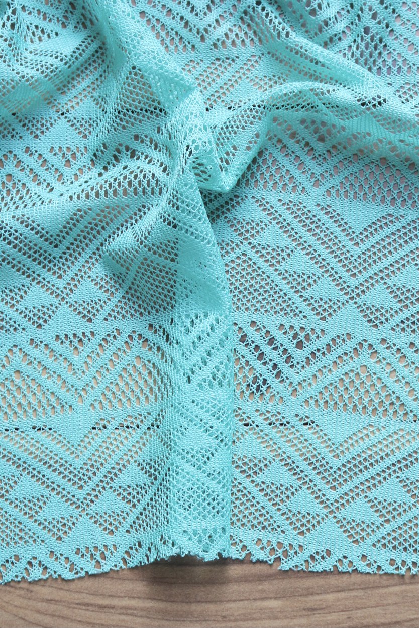 Dark Mint Geometric Stripe Crochet Lace