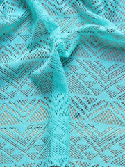 Load image into Gallery viewer, Dark Mint Geometric Stripe Crochet Lace