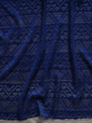 Load image into Gallery viewer, 2YD 28IN REMNANT; Navy Geometric Stripe Stretch Lace