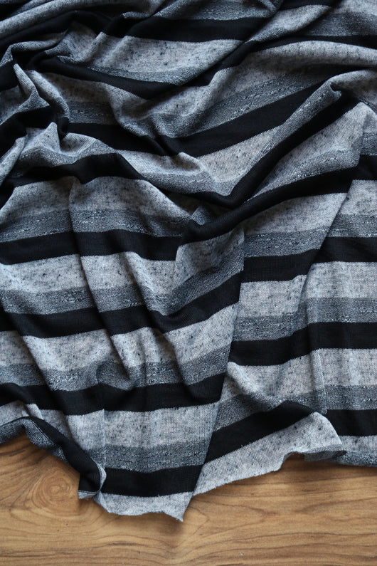 Black & Greys Stripe Linen Sweater Knit