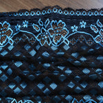 Load image into Gallery viewer, Black &amp; Blue Shimmer 9&quot; Wide Stretch Lace
