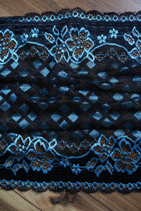 Black & Blue Shimmer 9" Wide Stretch Lace