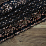 Load image into Gallery viewer, Black &amp; Honey Shimmer 9&quot; Wide Stretch Lace
