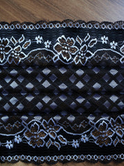 Load image into Gallery viewer, Black &amp; White Shimmer 9&quot; Wide Stretch Lace
