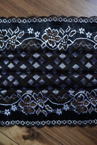 Black & White Shimmer 9" Wide Stretch Lace