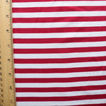 Load image into Gallery viewer, Raspberry &amp; Ivory Stripe Double Brushed Poly
