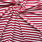 Load image into Gallery viewer, Raspberry &amp; Ivory Stripe Double Brushed Poly
