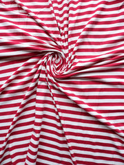 Load image into Gallery viewer, Raspberry &amp; Ivory Stripe Double Brushed Poly