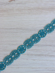 Load image into Gallery viewer, 10YDS Turquoise .75&quot; Wide Crochet Lace

