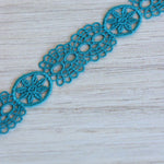 Load image into Gallery viewer, 10YDS Turquoise .75" Wide Crochet Lace
