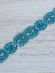 Load image into Gallery viewer, 10YDS Turquoise .75&quot; Wide Crochet Lace
