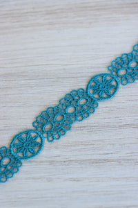 Turquoise .75" Wide Crochet Lace