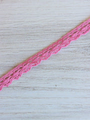 Load image into Gallery viewer, Bubblegum Pink .5&quot; Wide Crochet Lace Trim
