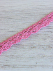 Load image into Gallery viewer, Bubblegum Pink .5&quot; Wide Crochet Lace Trim
