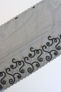 Gray Scrolls 8.5" Wide Embroidered Lace Trim