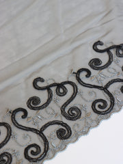 Load image into Gallery viewer, Gray Scrolls 8.5" Wide Embroidered Lace Trim