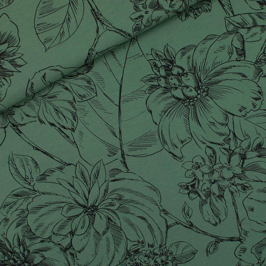 Wild Roses French Terry | Duck Green | See You At Six | By The Half Yard