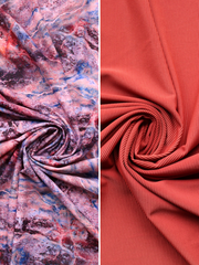 Load image into Gallery viewer, Marble Valley &amp; Warm Pinecone Ribbed Swim Bundle | 1/2YD Each
