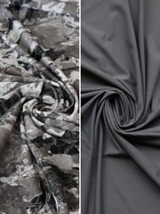 Load image into Gallery viewer, Monochrome Abstract Floral &amp; Slate Gray Crosshatch Swim Bundle | 1/2YD Each
