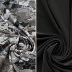 Load image into Gallery viewer, Monochrome Abstract Floral &amp; Black Ribbed Swim Bundle | 1/2YD Each
