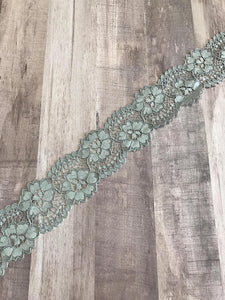 Gray 2.25" Wide Stretch Lace