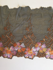 Black/Brown/Orange/Pink/White 7.5" Wide Embroidered Lace Trim