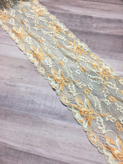Load image into Gallery viewer, Orange &amp; Cream 6&quot; Wide Stretch Lace
