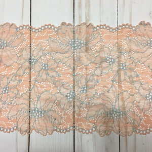 Orange & Gray 6" Wide Stretch Lace