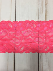 Load image into Gallery viewer, Hot Pink 3.5&quot; Wide Stretch Lace
