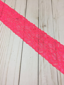 Hot Pink 3.5" Wide Stretch Lace