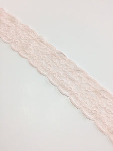 Light Peach 2.25" Wide Heart Stretch Lace