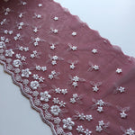 Load image into Gallery viewer, Maroon &amp; White 7" Wide Embroidered Lace Trim
