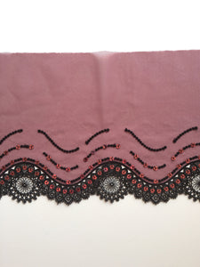 Burgundy & Black 7.25" Wide Embroidered Lace Trim