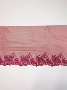 Red & Fuchsia 8.75" Wide Embroidered Lace Trim
