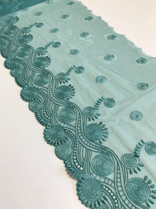 Dark Mint 8" Wide Embroidered Lace Trim