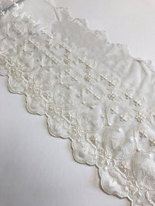 Ivory 7.5" Wide Embroidered Lace Trim